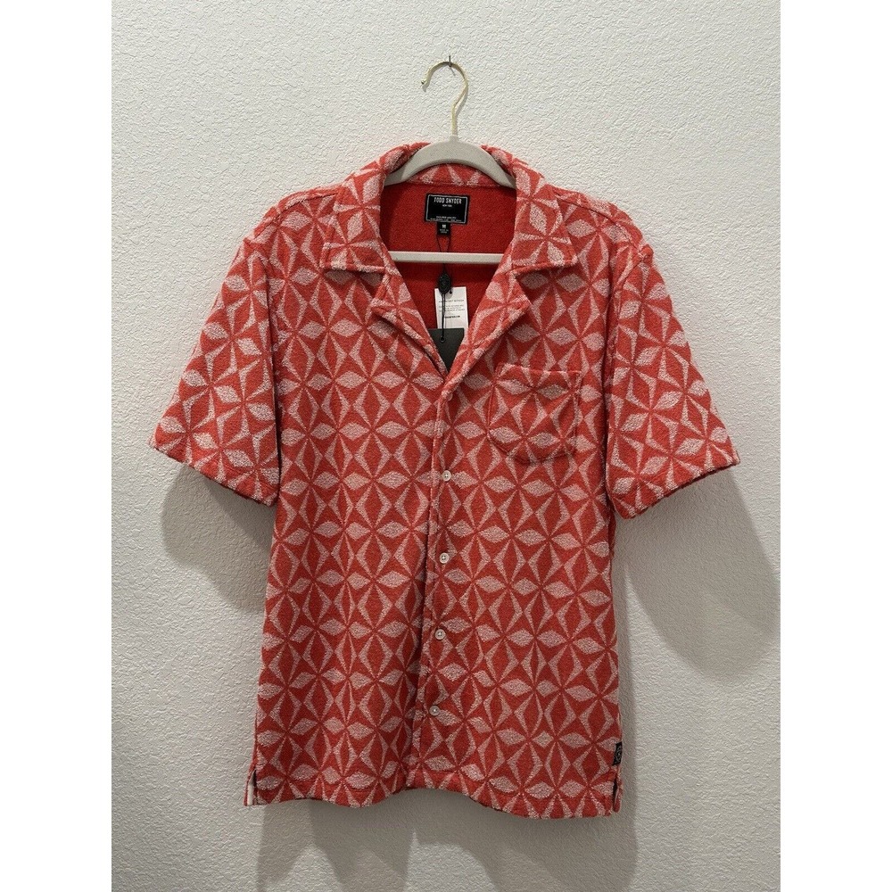 NWT Todd Snyder Printed Terry Geoprint Button Down in Spicy Tomato Size M